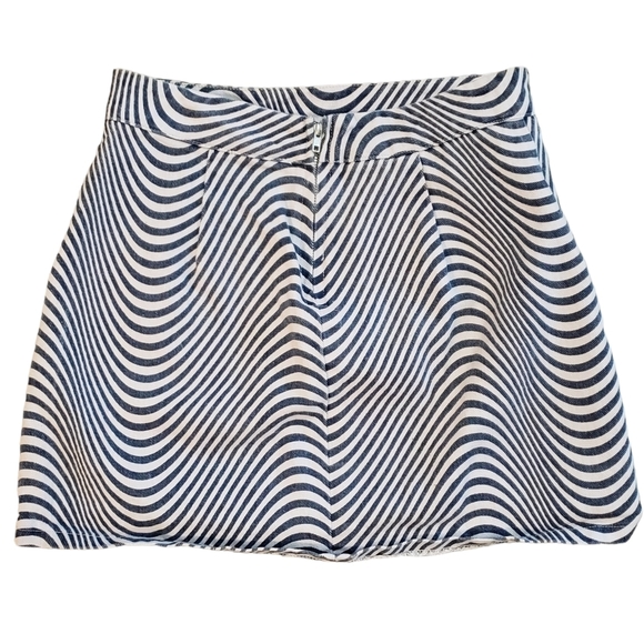Altar'd State Jean Stripe Mini Skirt Womens S Blue Off White Denim - Picture 11 of 11